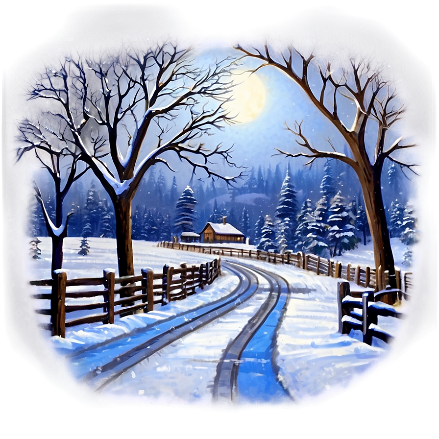 Snowfall Country Road Png 43 PNG image