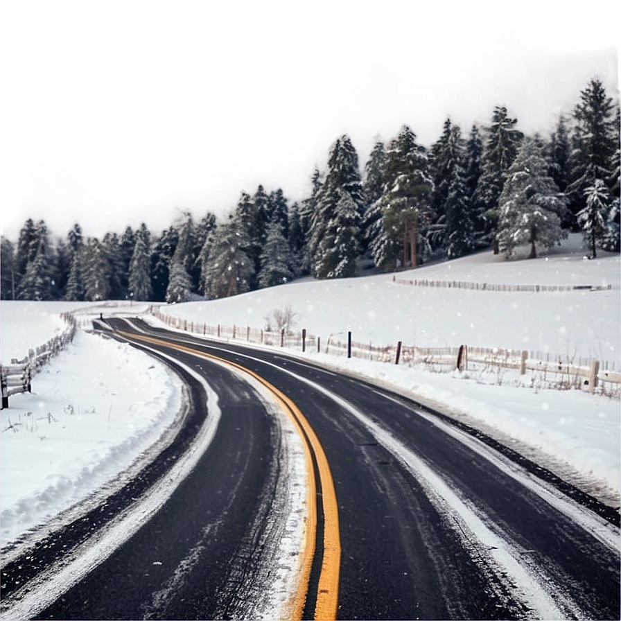 Snowfall On Deserted Road Png 06122024 PNG image