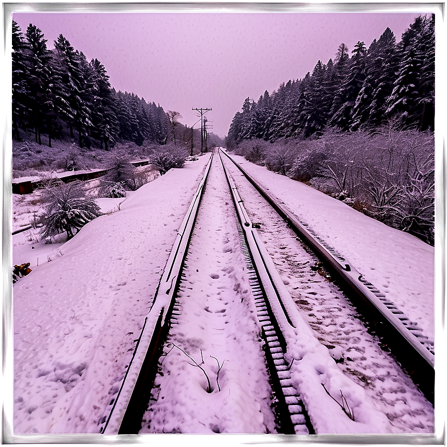 Snowfall On Railway Tracks Png 44 PNG image