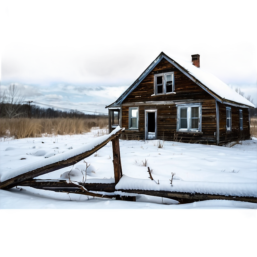 Snowfall Over Abandoned House Png 06122024 PNG image