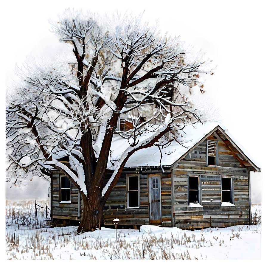 Snowfall Over Abandoned House Png 10 PNG image