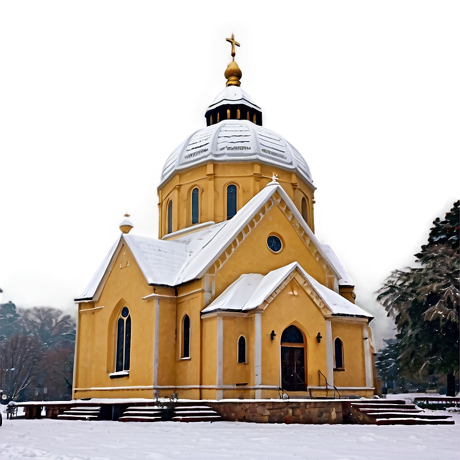 Snowfall Over Cathedral Png 06122024 PNG image