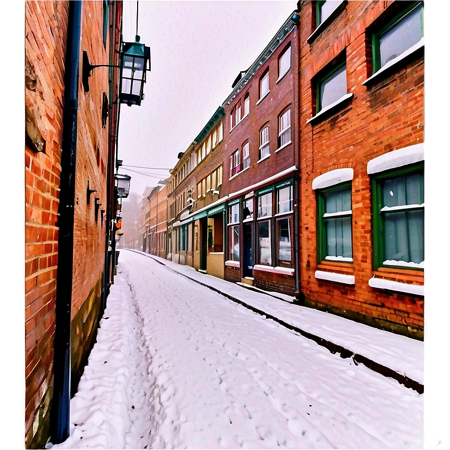 Snowfall Over Cobblestone Street Png 42 PNG image