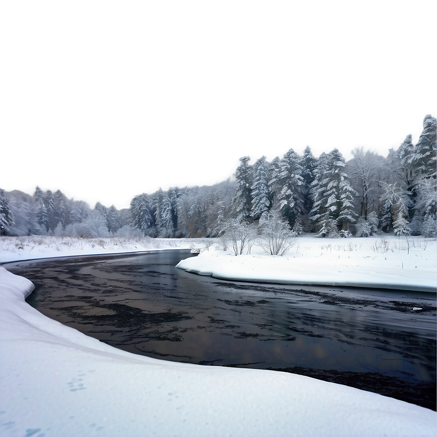 Snowfall Over Frozen River Png 66 PNG image