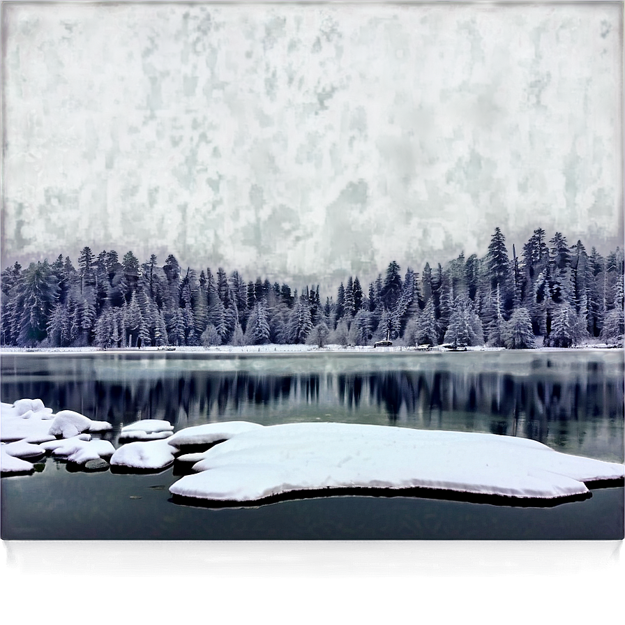 Snowfall Over Lake Png Jvp15 PNG image