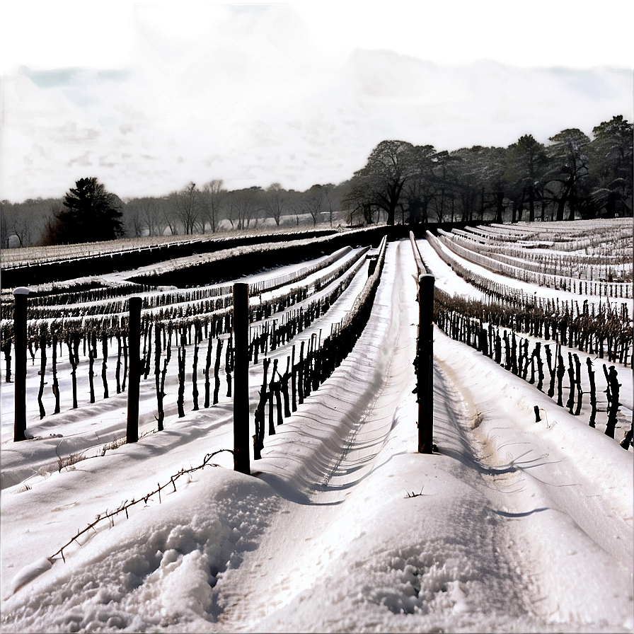 Snowfall Over Vineyard Png 06122024 PNG image