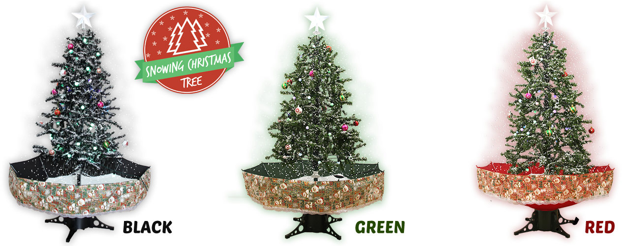 Snowing Christmas Trees Variety Colors PNG image
