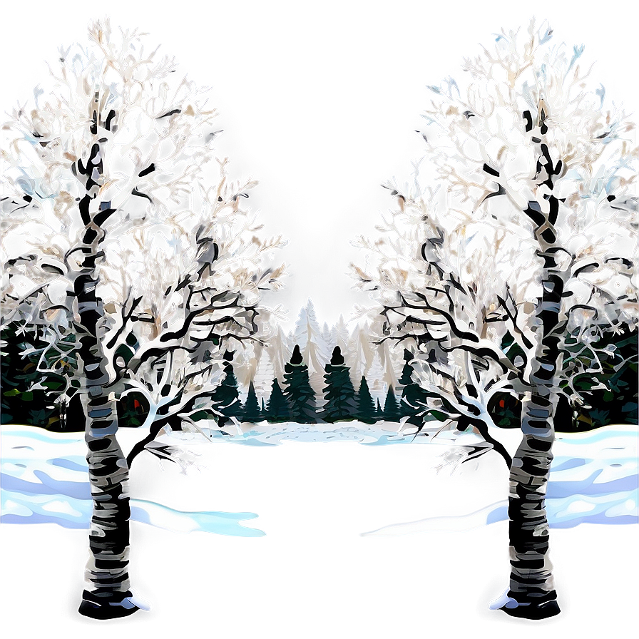 Snowy Aspen Trees Png 06292024 PNG image