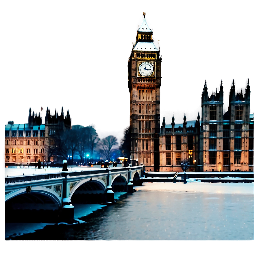 Snowy Big Ben Winter Scene Png Cwc89 PNG image