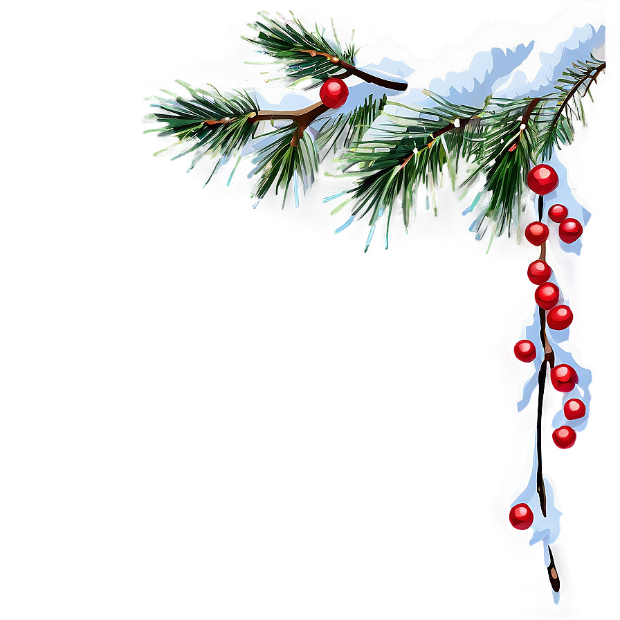 Snowy Branch Border Png 06282024 PNG image