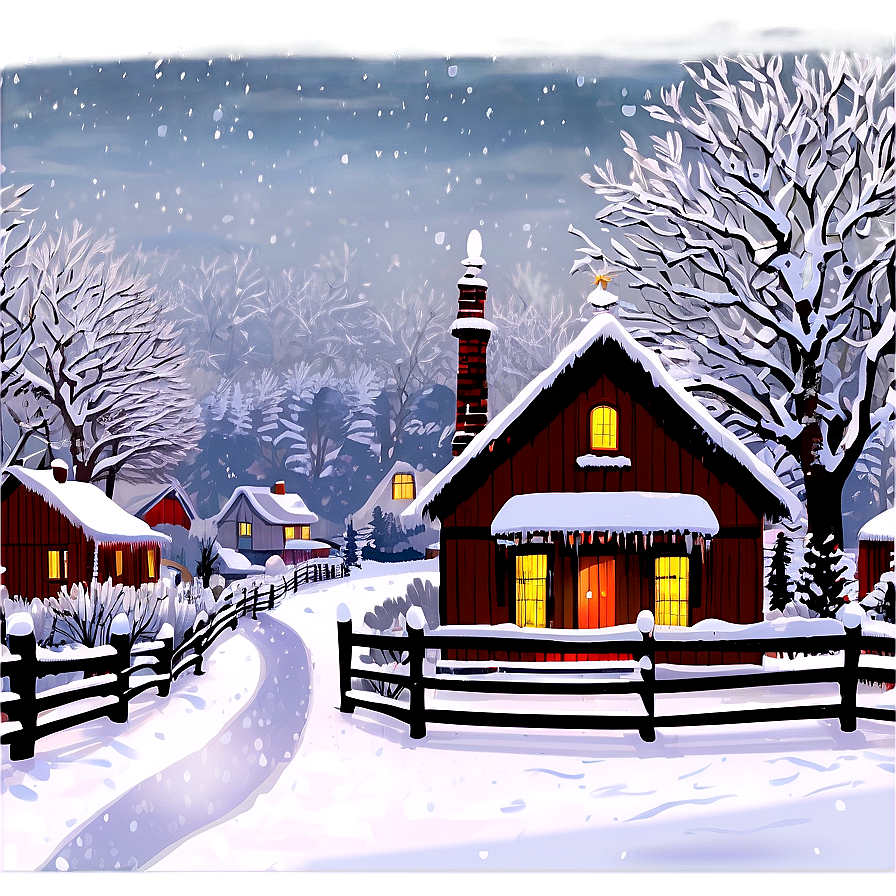 Snowy Christmas Eve Village Png 06252024 PNG image