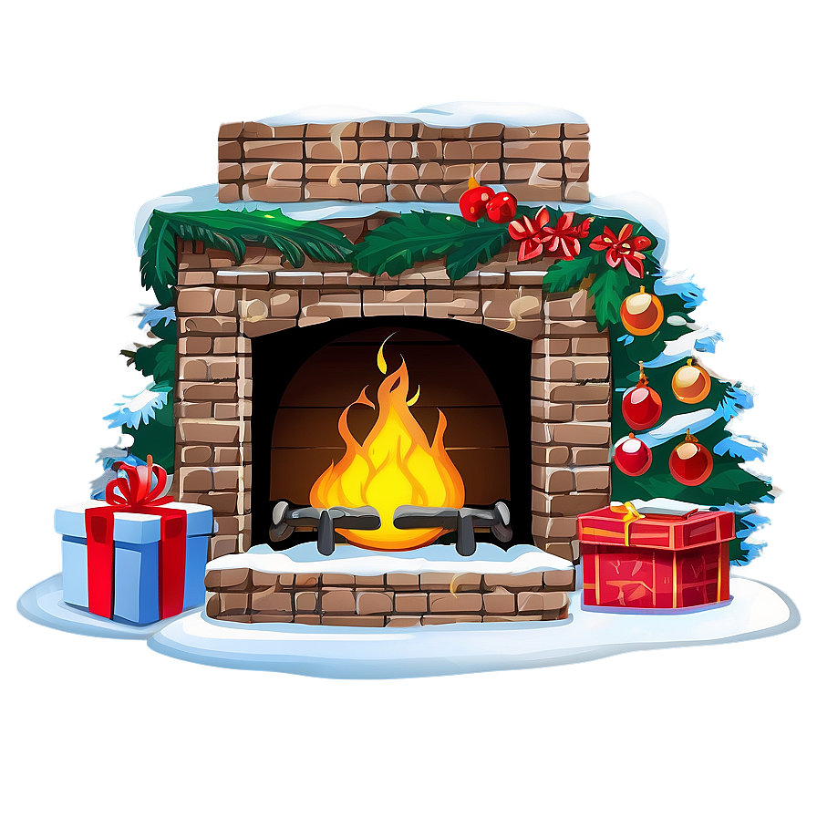 Snowy Christmas Fireplace Png 33 PNG image