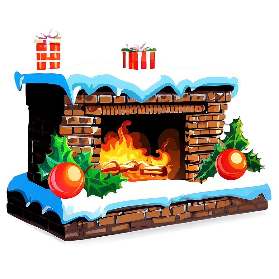 Snowy Christmas Fireplace Png Nwi PNG image