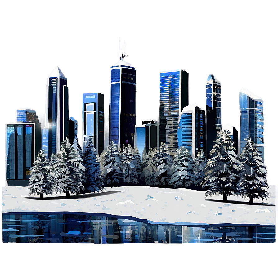 Snowy City Scene Png 05032024 PNG image