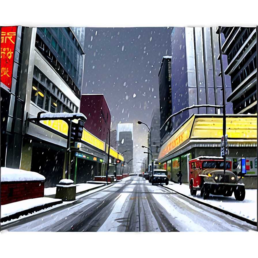 Snowy City Scene Png Psc PNG image