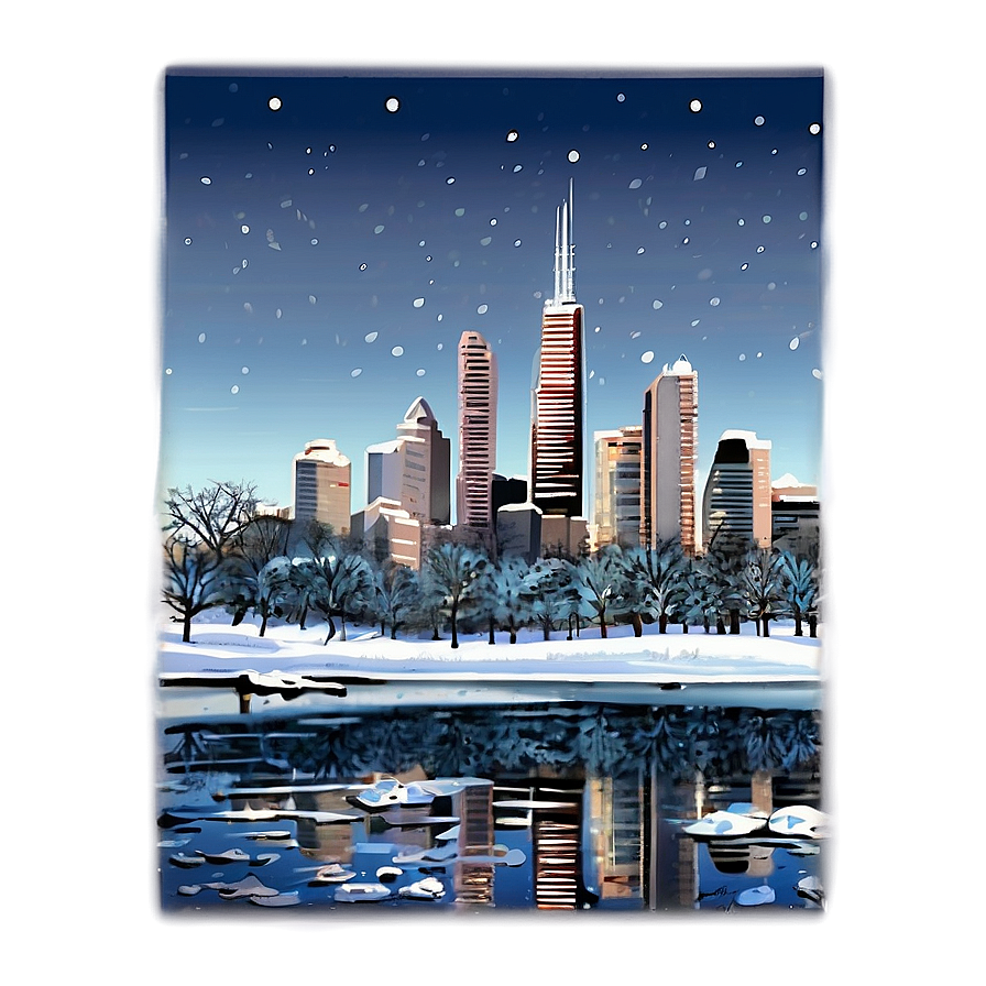 Snowy City Skyline Png Lxt26 PNG image