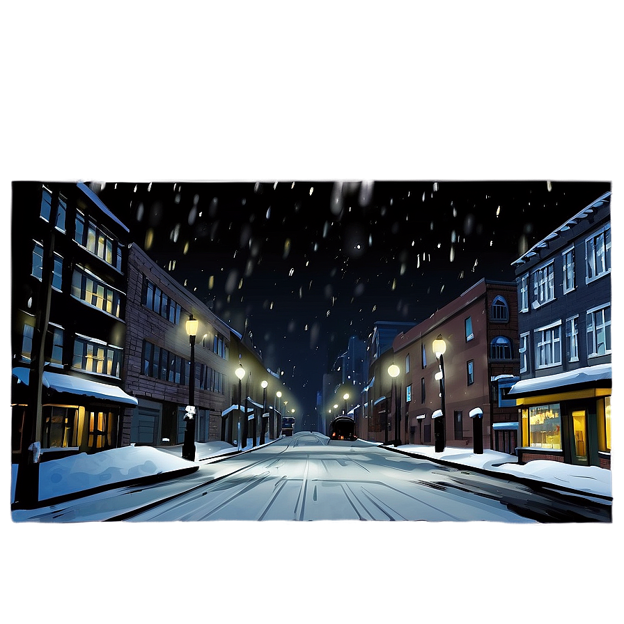 Snowy City Streets Night Png Rvu PNG image