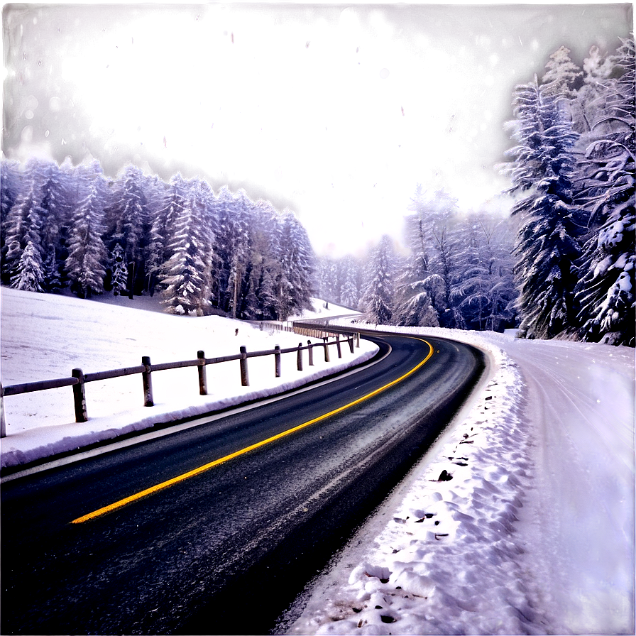 Snowy Country Road Journey Png 04292024 PNG image