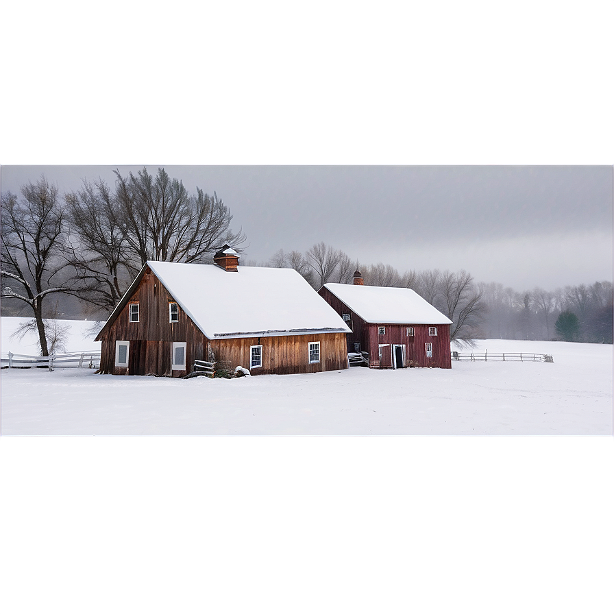 Snowy Farmhouse Morning Png 5 PNG image