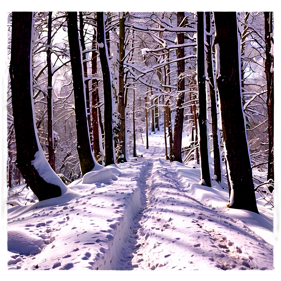 Snowy Footpath Through Woods Png Ajl PNG image