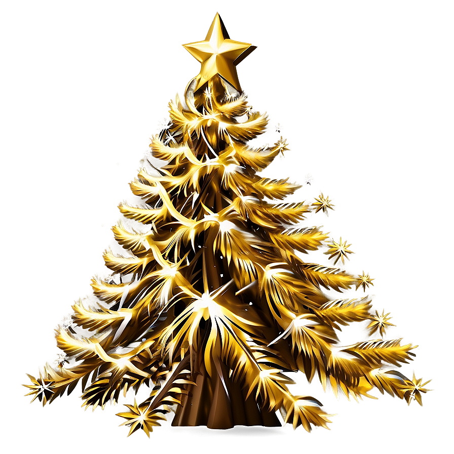 Snowy Gold Christmas Tree Magic Png Boi PNG image