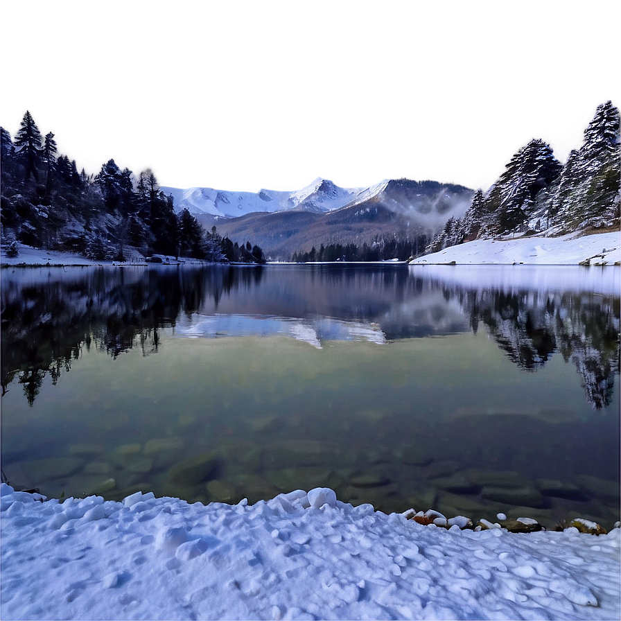 Snowy Lakeside View Png Grd25 PNG image