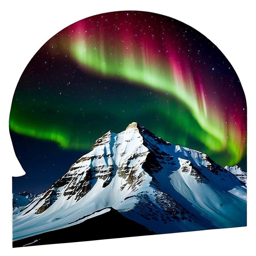 Snowy Mountain And Northern Lights Png 06252024 PNG image