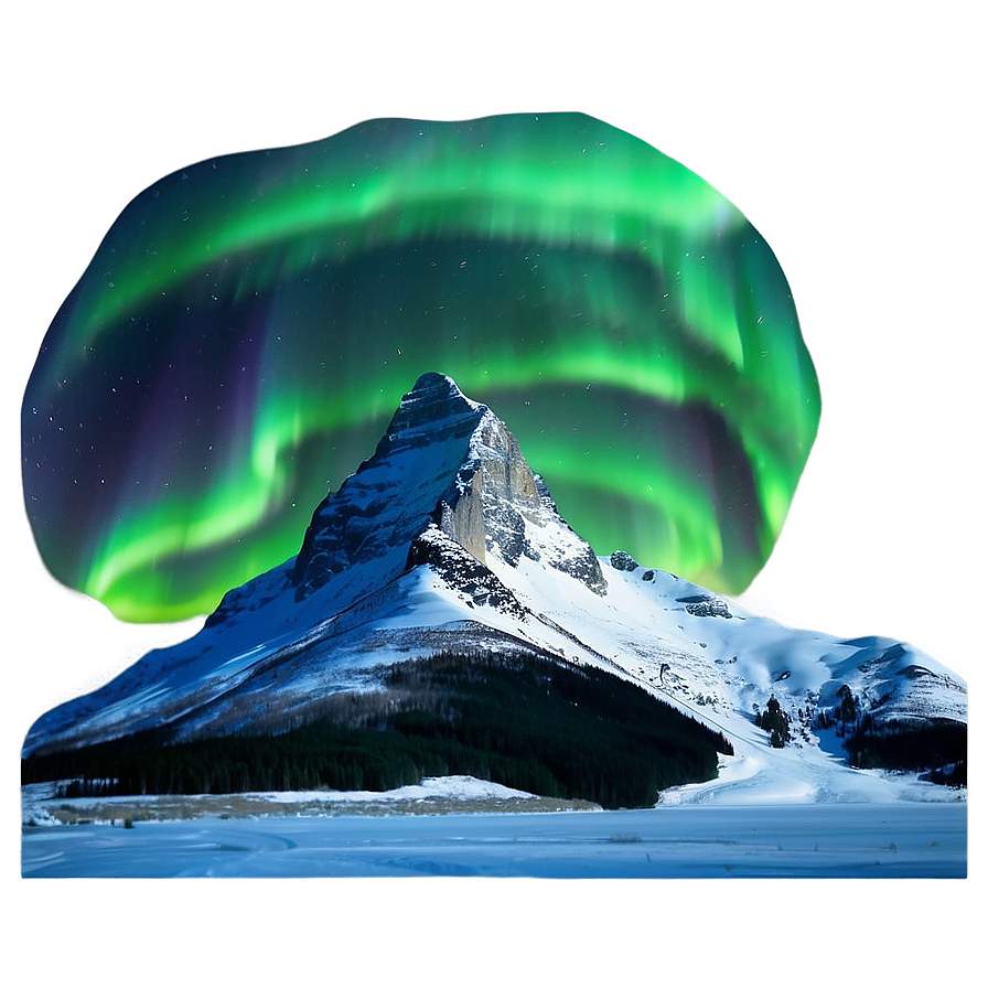 Snowy Mountain And Northern Lights Png 74 PNG image