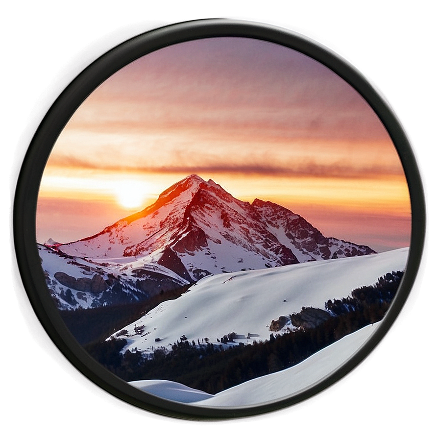 Snowy Mountain And Sunrise Glow Png 26 PNG image