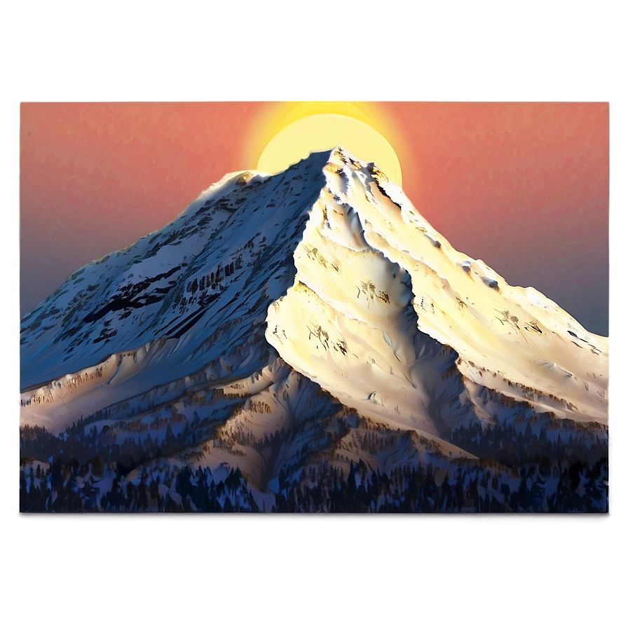 Snowy Mountain And Sunrise Glow Png Fqd75 PNG image