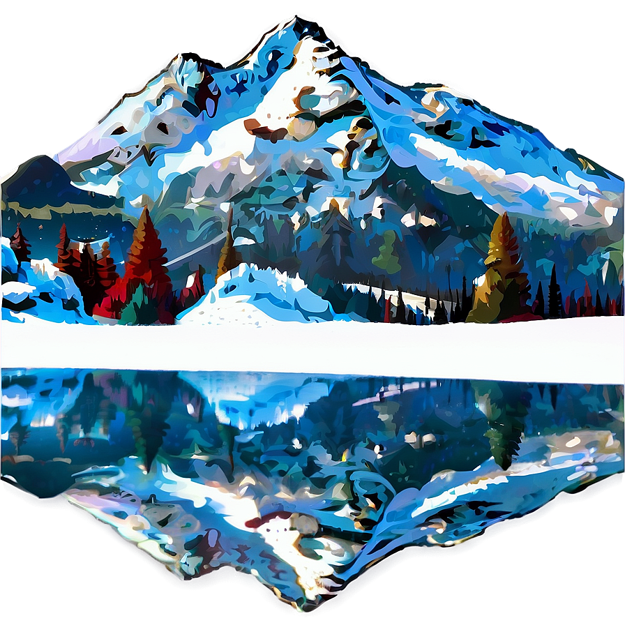 Snowy Mountain Reflection Png 46 PNG image