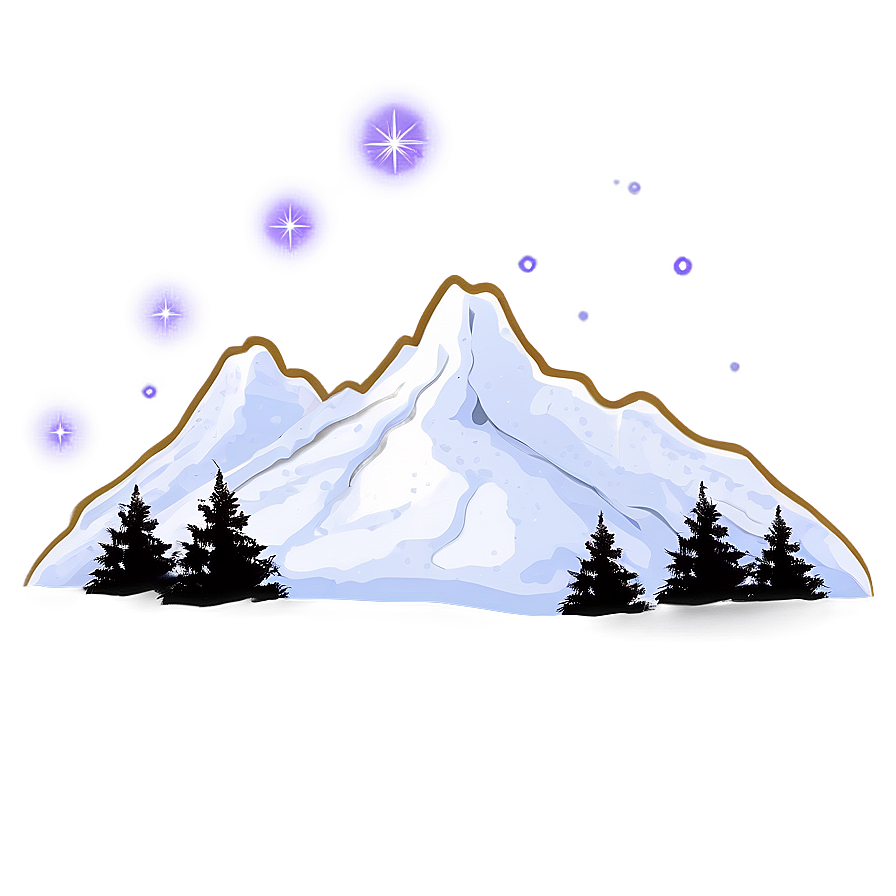 Snowy Mountain Under Stars Png Dvf PNG image