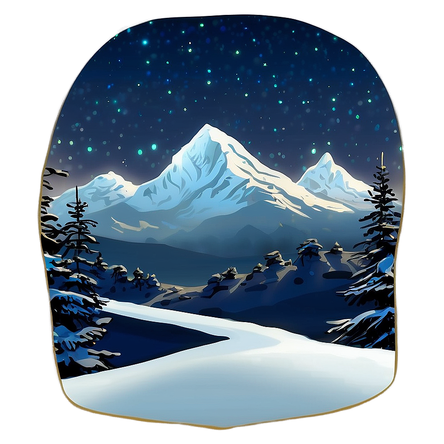 Snowy Mountain Under Stars Png Xel PNG image