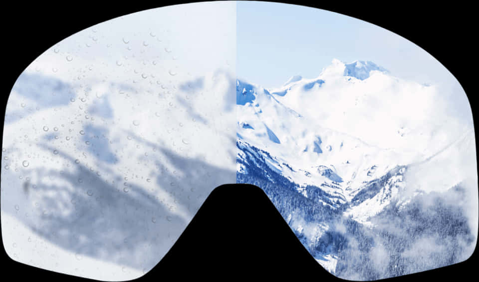 Snowy Mountain View Through Goggles PNG image