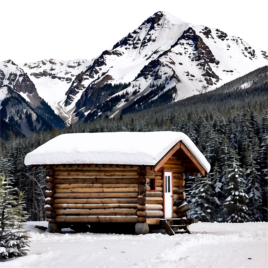 Snowy Mountain With Cabin Png 06252024 PNG image