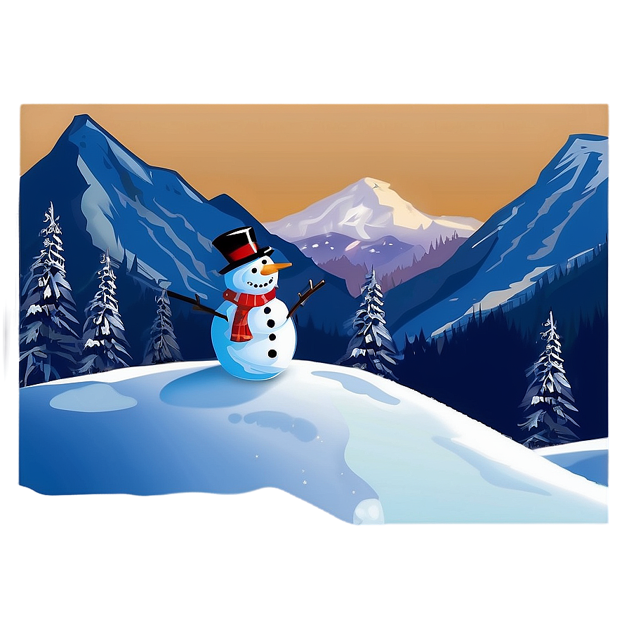 Snowy Mountain With Snowman Png Tuc3 PNG image