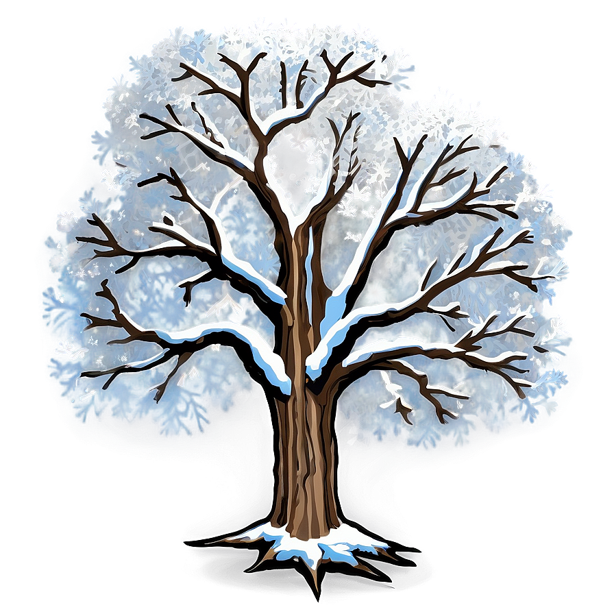 Snowy Oak Tree Png 2 PNG image