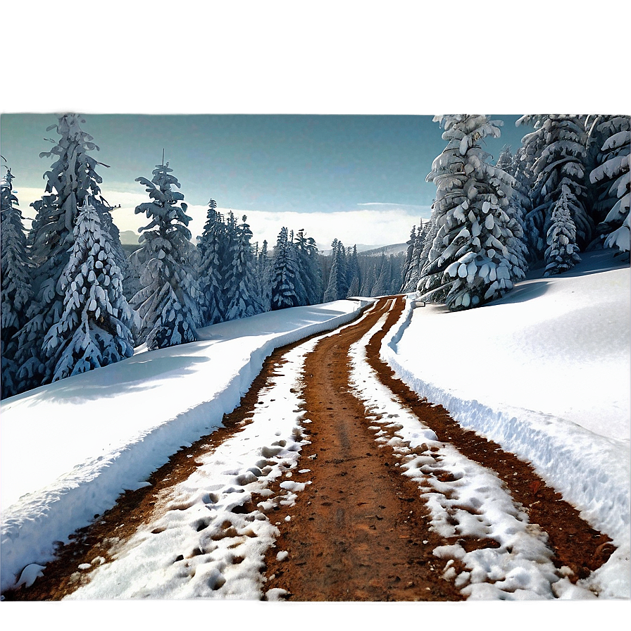 Snowy Path Through Winter Trees Png 23 PNG image