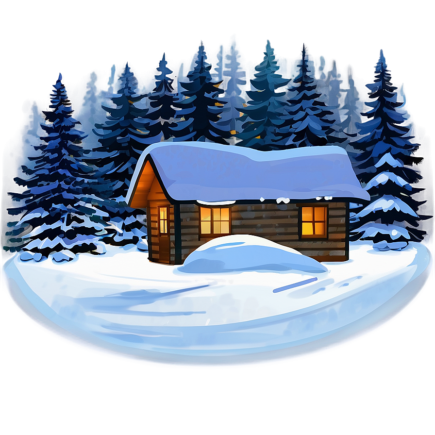 Snowy Tree And Cabin Png 91 PNG image