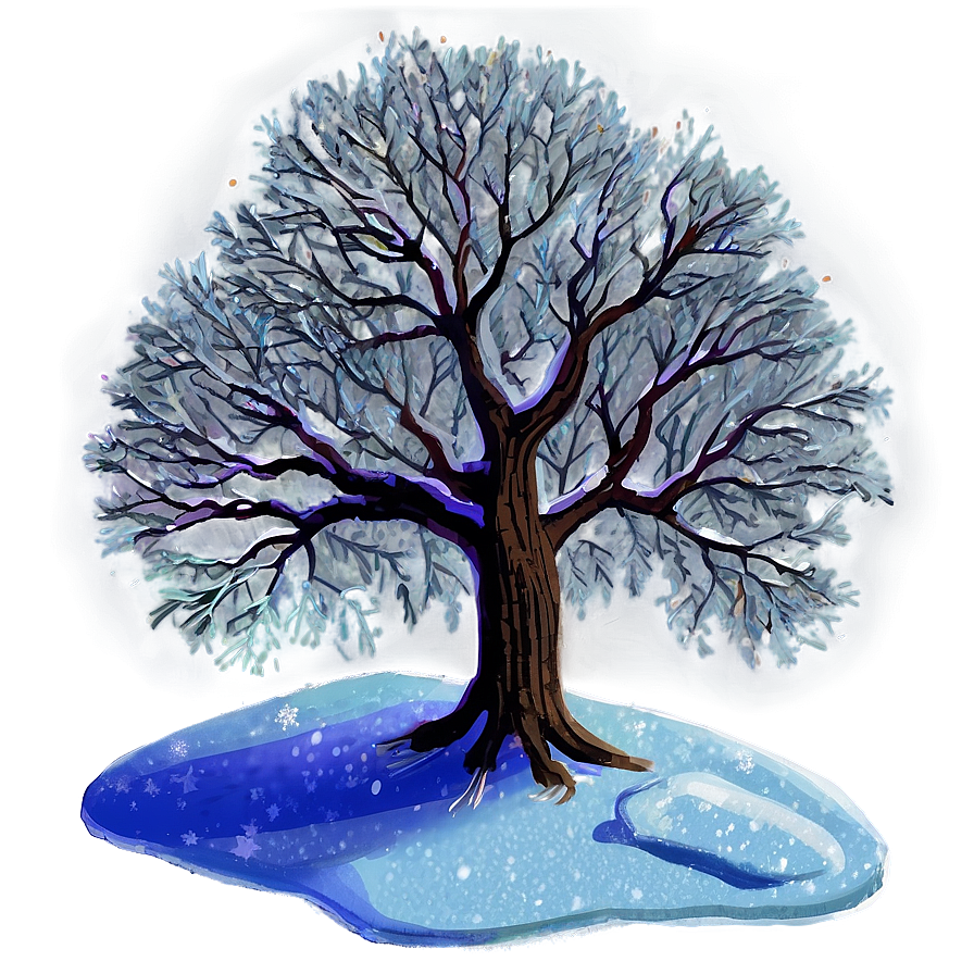 Snowy Tree At Night Png Hwh PNG image