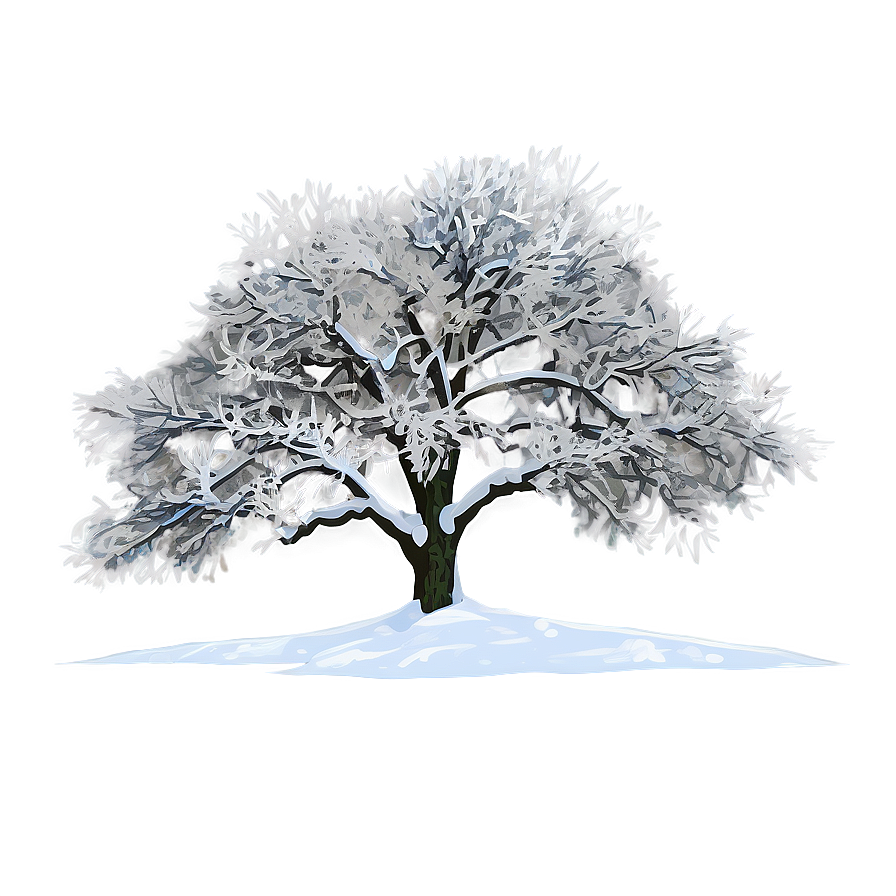 Snowy Tree In Meadow Png Qdi PNG image