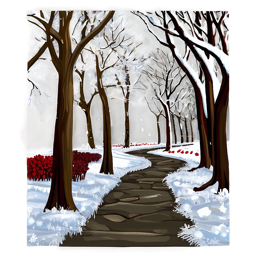 Snowy Tree Pathway Png Qjx10 PNG image