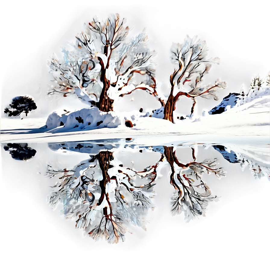 Snowy Tree Reflection Png 06212024 PNG image