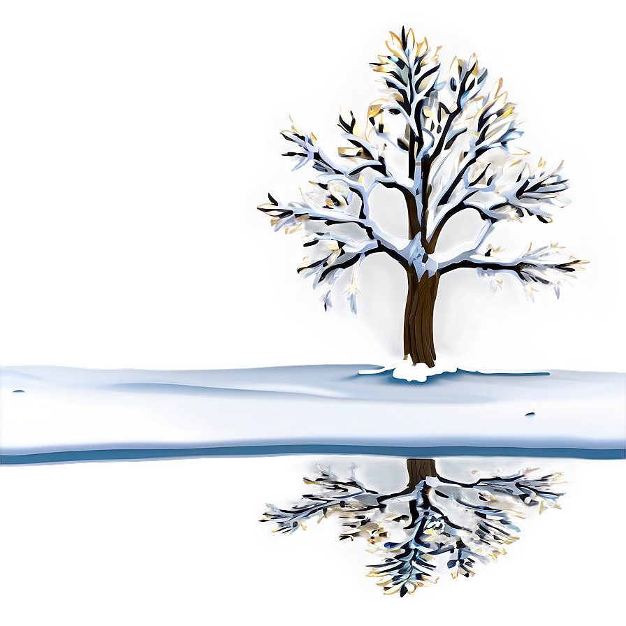 Snowy Tree Reflection Png Awq85 PNG image