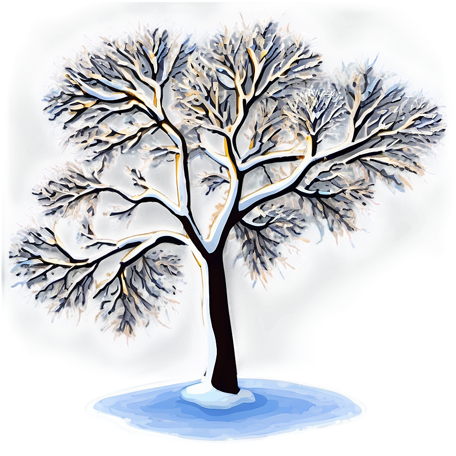 Snowy Tree Sunset Png 06272024 PNG image