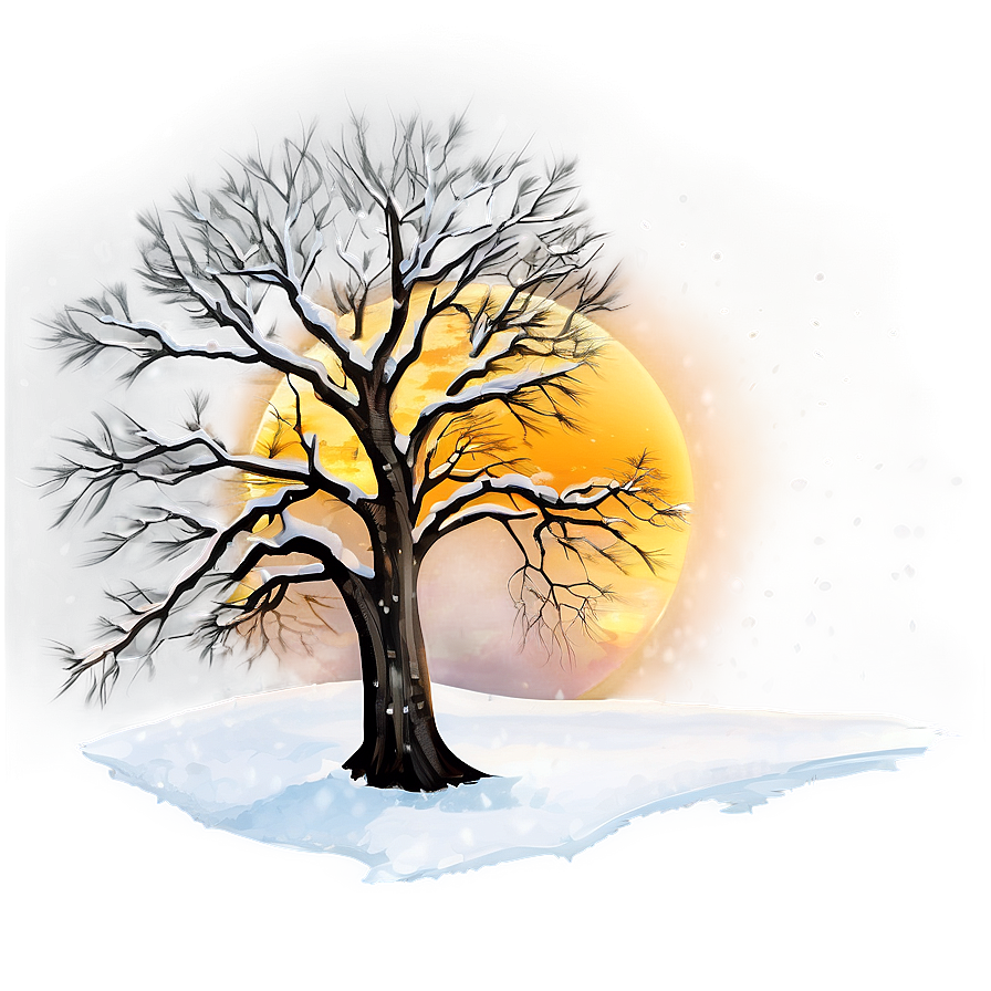 Snowy Tree Sunset Png Qfl62 PNG image