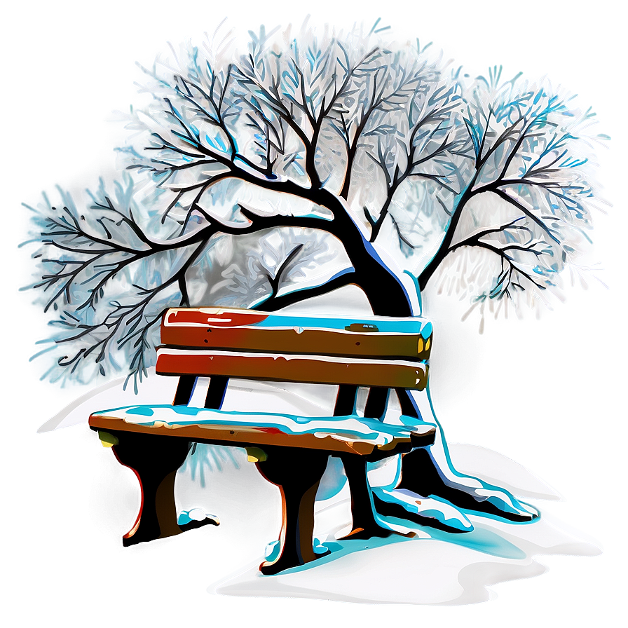 Snowy Tree With Bench Png 06272024 PNG image