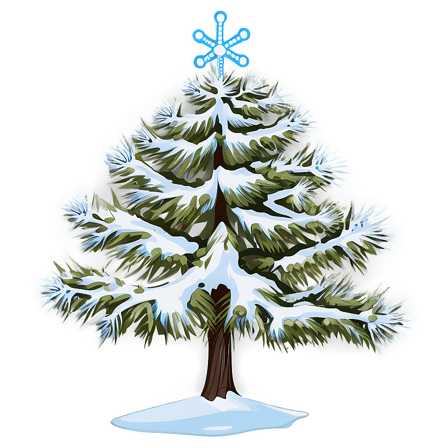 Snowy Tree With Snowflakes Png 32 PNG image