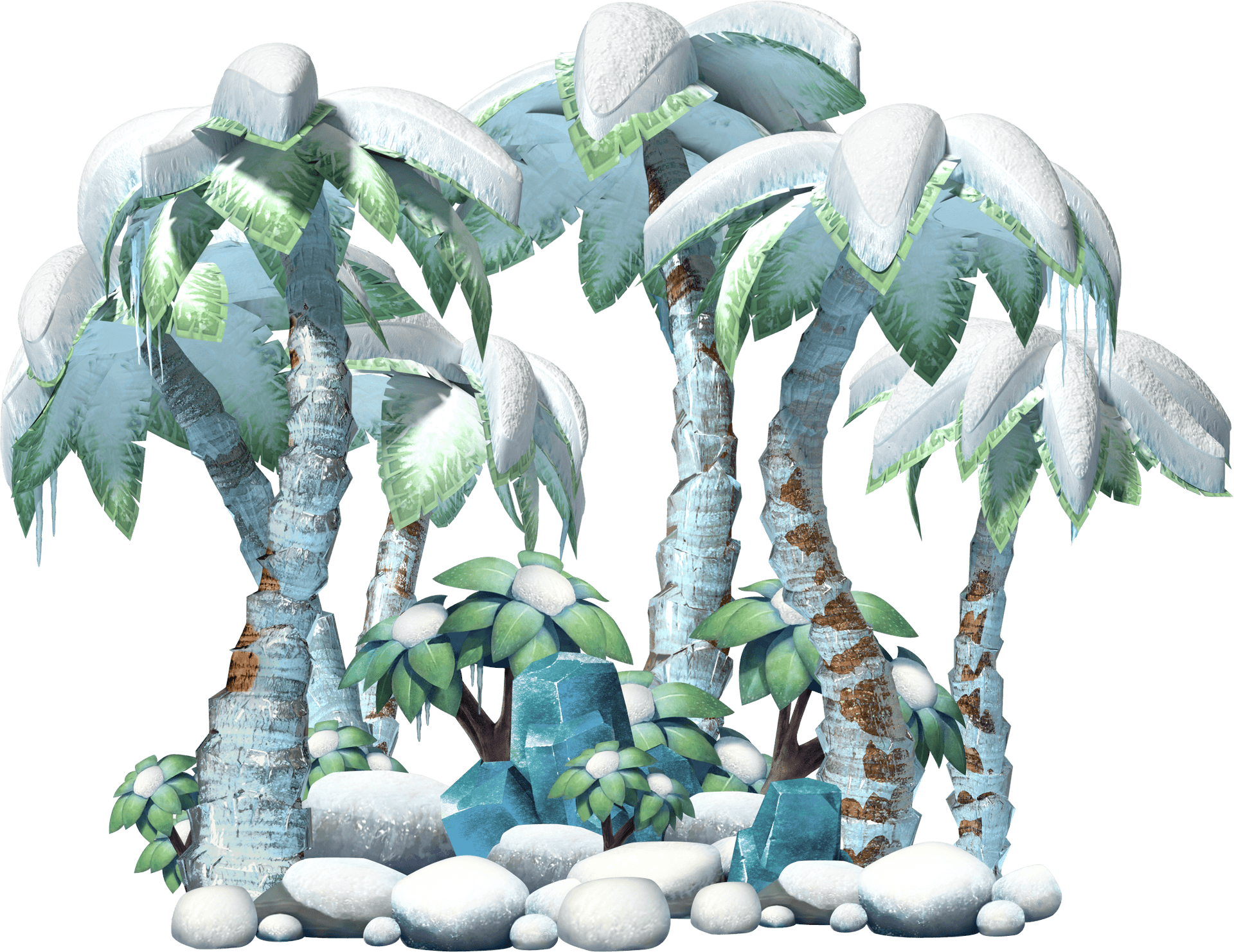 Snowy_ Tropical_ Palms_ Donkey_ Kong PNG image