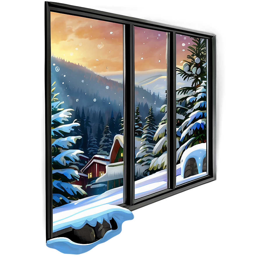 Snowy Window Christmas Scene Png 06252024 PNG image